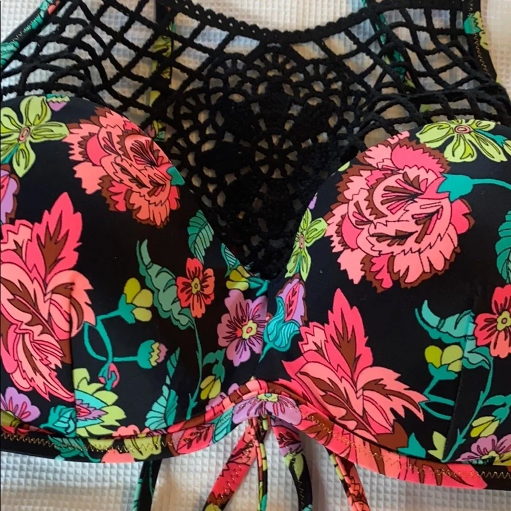 Shade & Shore biquíni top Halter size 34 C Floral